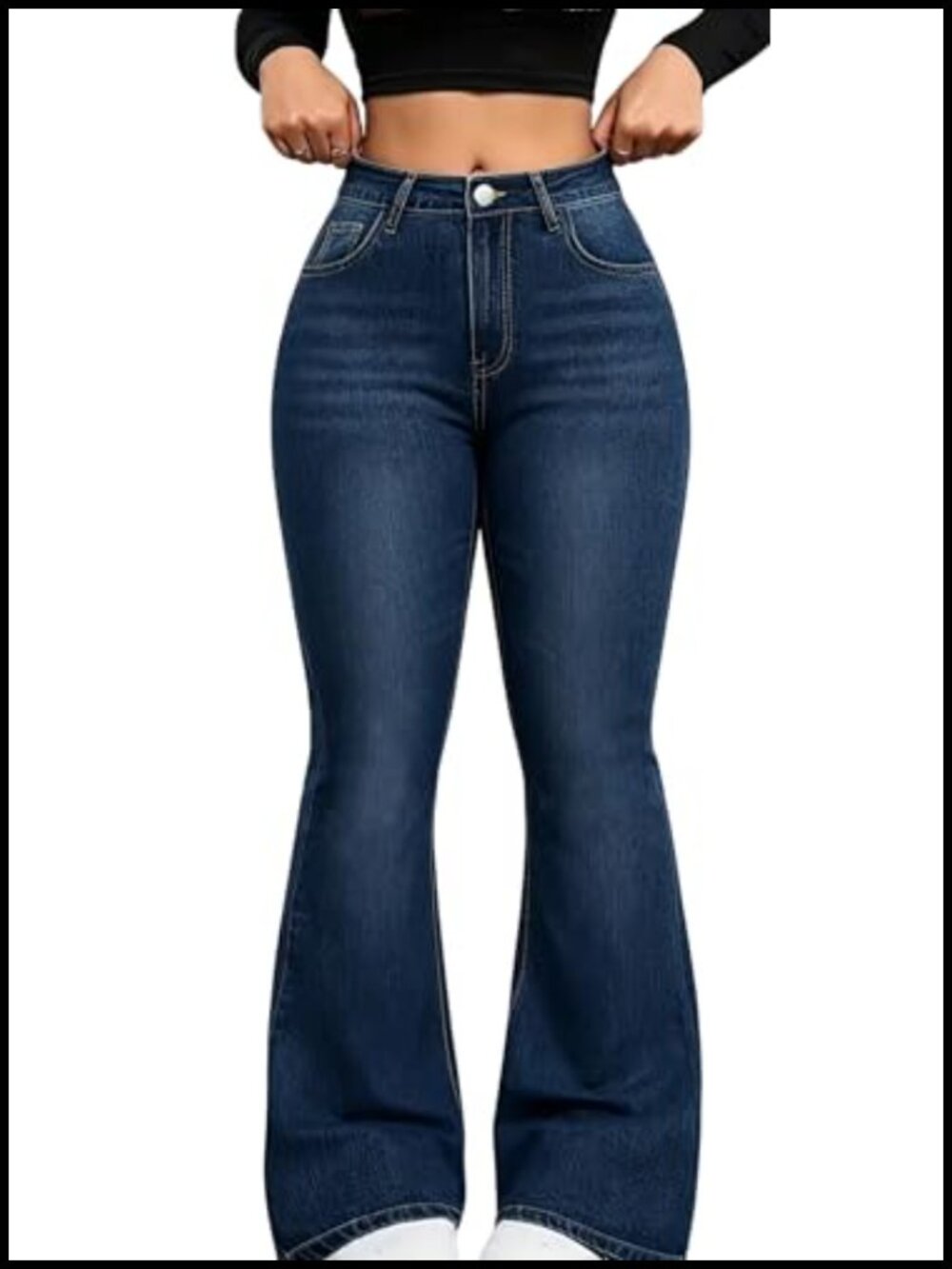 Plus Size High Waisted Flare Jeans Super Stretch Curvy Fit Butt Lifting
